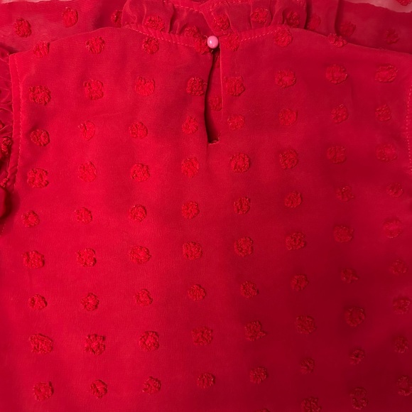 Chic Red Ruffle Blouse - Picture 5 of 6